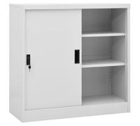 vidaXL Armario de oficina puerta corredera acero gris claro 90x40x90 cm