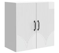 Armario de Pared 59 x 31 x 60 cm Madera de Ingeniería | Estantes amplios, puertas 90°, manijas metal negro, diseño minimalista, montaje en pared, madera durable