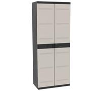 Armario de plástico, Beige y negro, 2 puertas, 4 baldas regulables en altura | Medidas: 176x70x41 cm Recamania Plastiken
