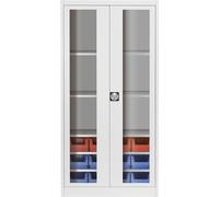 Armario de puertas batientes con ventanilla mauser, con 12 cajas visualizables