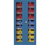 Armario de puertas batientes con ventanilla mauser, con 32 cajas visualizables
