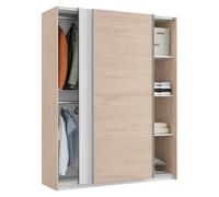 Armario de puertas correderas Onix (L x An x Al: 62 x 150 x 200 cm, Roble aurora/Blanco)