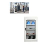 Armario de seguridad eléctrica para EPI con puerta de vidrio templado | Armario metálico con cerradura para subestaciones, cascos y guantes aislantes de alta tensión(100x50x35cm)