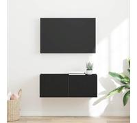Armario de TV moderno con puertas batientes en negro, 60 cm de ancho y 5 cm de grosor, armario montado en la pared 60 x 31 x 29,5 para 1 pieza