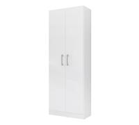 Armario escobero multiusos 2 puertas. Color blanco (Alto 170 cm/Ancho 61 cm/Fondo 30 cm)