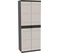 Armario Escobero Titanium - Mueble Auxiliar con 2 Puertas y Estantes Regulables , 70 x 44 x 176 cm Recamania Plastiken