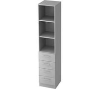 Armario estantería 2 baldas abiertas, 4 cajones