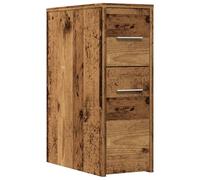 Armario estrecho con ruedas, estilo madera envejecida, fabricado con material de madera
