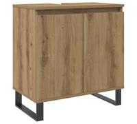 Armario genérico para almacenamiento de baño, madera, 58 x 33 x 60 cm | 2 puertas, compartimento grande, patas de hierro, estilo industrial, resistencia a la humedad