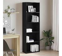 Armario genérico para libros madera de ingeniería roble negro 60x30x189 cm, biblioteca de almacenamiento con 5 estantes espaciosos para libros, revistas, DVD y objetos decorativos, mueble estable