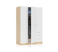 duehome - Armario Hexa 3 puertas 3 cajones Artik white - canadian oak
