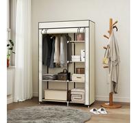 Armario HOMCOM con 6 estantes de almacenamiento, armario plegable con cremallera para vestidor, dormitorio, 103x43x162,5 cm, color crema