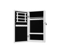 Armario Joyero de Pared Armario de Joyas con Espejo Superficie Blanca Negro