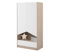 Miroytengo Armario Juvenil Child De 2 Puertas Y Cajón En Color Roble Jackson Y Blanco Mate Dormitorio Moderno White/ wood -