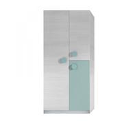 Armario juvenil con estantes ananda, blanco / verde , 90 x 52 x 200 cm, armario con puertas y cajones