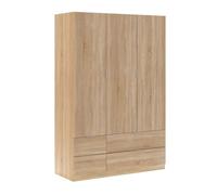 Armario lcx 135 3 puertas y 4 cajones roble canadian 135 x 200 x 52 cm