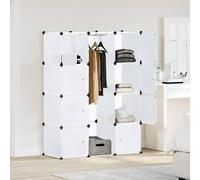 Armario modular con 9 compartimentos de plástico y alambre cromado, armario modular para ropa de color blanco, armario de fácil montaje