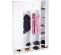 Armario modular con sistema de encaje - 18 compartimentos - 145 x 200 cm - Armario de plástico XXL - Gran armario de almacenamiento - Blanco