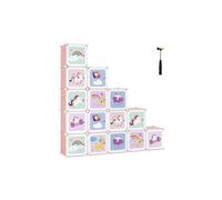SONGMICS Armario Modular Infantil de 16 Cubos, Organizador Modular para Niños, Estantes de Cubo de Plástico, con Puertas, para Ropa, Zapatos, Juguetes, 123 x 31 x 123 cm, Rosa LPC906P01