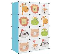Armario modular para niños de vidaXL, con 12 compartimentos, color azul, fabricado en polipropileno (PP)