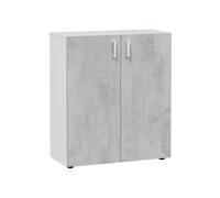 Armario multiusos 2 puertas bajo blanco - cemento 80 x 92 x 37 cm