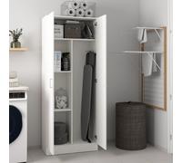 Armario multiusos Dbaldi, armario para escobas con 2 puertas, estante para zapatos con estantes, cuarto de escobas, 73 x 37 x 180 cm, blanco