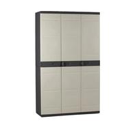 Armario Multiusos de 3 Puertas con 4 Baldas - 176 x 105 x 41 cm - Beige / Negro Recamania Plastiken