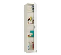 Armario multiusos de madera columna (L x An x Al: 37 x 37 x 180 cm, Blanco, Con 4 baldas)