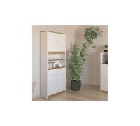 Armario Multiusos Tipo Buffet con 4 Puertas - Acabado Blanco y Roble - 180 x 67 x 29 cm (alto x ancho x fondo)