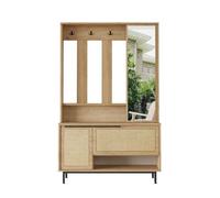 Armario ocean, de color beige claro, estilo moderno, medidas 178x112x36 cm, con 2 puertas y 3 estantes.