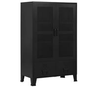 Armario Oficina Indutrial Puertas Malla Acero Negro 75x40x120cm Vidaxl