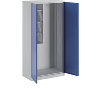 Armario para aparatos y productos de limpieza anchura 1000 mm, puertas de chapa maciza / 1 caja-estantería
