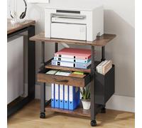 Armario para impresora con ruedas, de 3 niveles, 56x38 cm, cajón de tela, altura ajustable, ideal para oficinas en casa