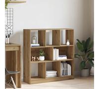 Armario para libros de madera de ingeniería roble, biblioteca 8 compartimentos 97,5 x 29,5 x 100 cm, estantería de almacenamiento de diseño clásico para sala de estar, oficina, resistente a la humedad