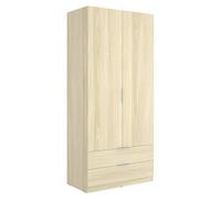 Armario para ropa Emax (L x An x Al: 51,4 x 91 x 203,5 cm, Roble claro, Número de cajones: 2 ud.)