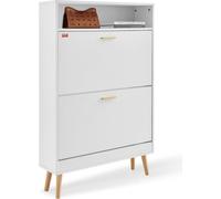 Armario para zapatos con 2 cajones abatibles, mueble para guardar zapatos ideal para la entrada, organizador de zapatos independiente con un compartimento superior para tacones, botas y zapatillas, pe