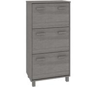 Armario para zapatos HAMAR, color gris claro, 59,5 x 35 x 117 cm, madera maciza de pino