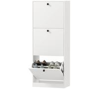 Armario para zapatos HOMCOM con 3 puertas, estante para zapatos con separador ajustable, color blanco