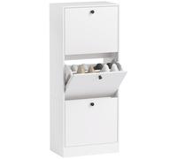 Armario para zapatos HOMCOM con 3 puertas, zapatero con separador ajustable, color blanco