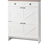 Armario para zapatos VEVOR con 2 puertas abatibles, sistema antirrobo y cajones, zapatero vertical que ahorra espacio, estante para zapatos independiente para la entrada, pasillo, salón o terraza, col