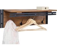 Armario perchero HWC-A27, estante para ropa, 4 ganchos, 24x75x24 cm, diseño 3D, apariencia de roble natural