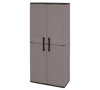 Armario porta escobas 68x37x163cm en polipropileno, con bisagras de acero y estantes regulables