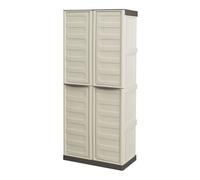 Armario porta escobas de plástico en polipropileno, color marfil y taupe, 70 x 39 x 165 cm 39 cm