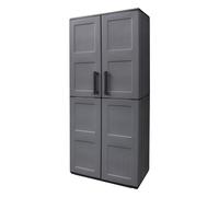 Armario resina alto 68x37x163 cm. con portaescobas. color gris oscuro