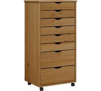 Armario rodante con cajones, color miel, madera maciza de pino, marca vidaXL