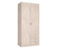 Armario roma 2 puertas 3 cajones habitación dormitorio color sahara estilo moderno mueble 216x100x53 cm 216 cm