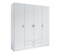 Armario roma blanco mate 4 puertas batientes y 2 cajones para habitación dormitorio 216x198x53 cm 200 cm