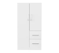 Armario ropero 70x40x135 cm - doble puerta con cajones y compartimentos, infantil - blanco