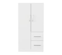 Armario ropero 70x40x135 cm - doble puerta con cajones y compartimentos, infantil - blanco