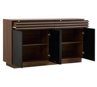 Armario ropero - Aparador - Buffet - Mueble de almacenamiento - Armario - Negro - 150x40x85 cm - MDF - 2 cajones y 4 puertas
